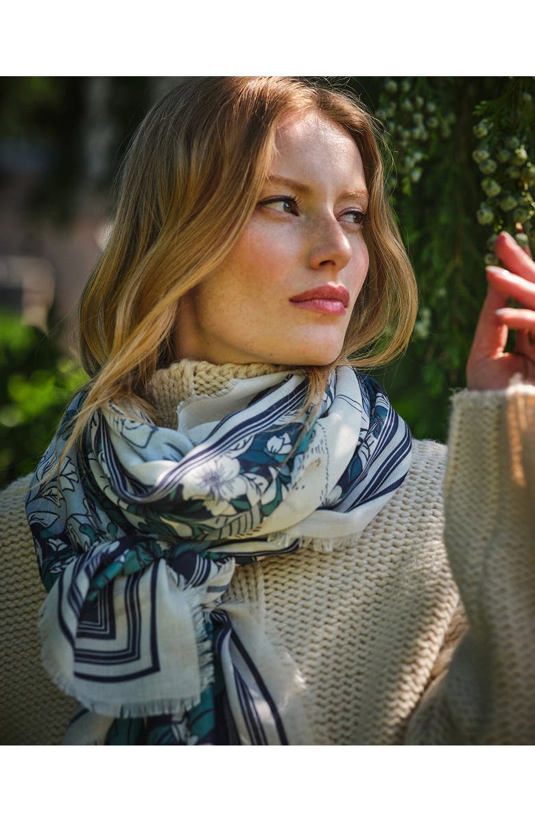 Fable England Solara Tales Teal Scarf, Alternate, color, Teal & Ivory