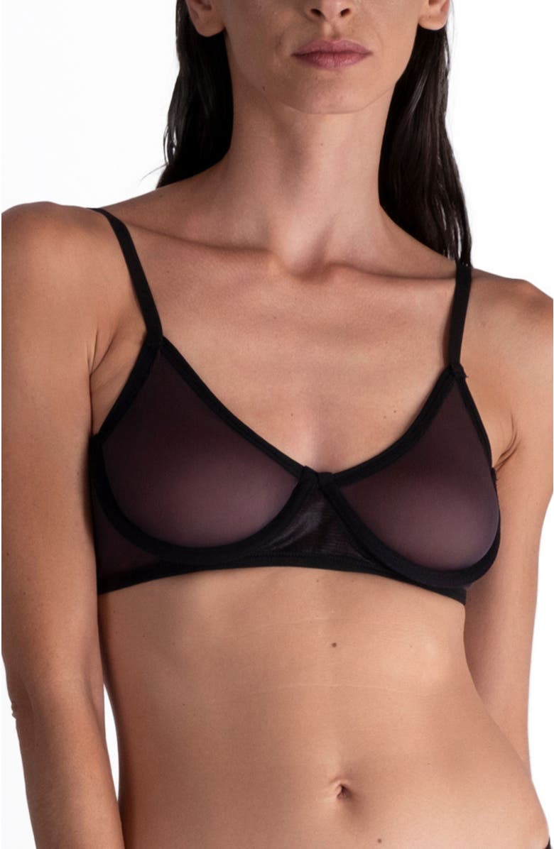 LECHERY<sup>®</sup> Lustrous Sheer Full Coverage Underwire Bra, Main, color, Black