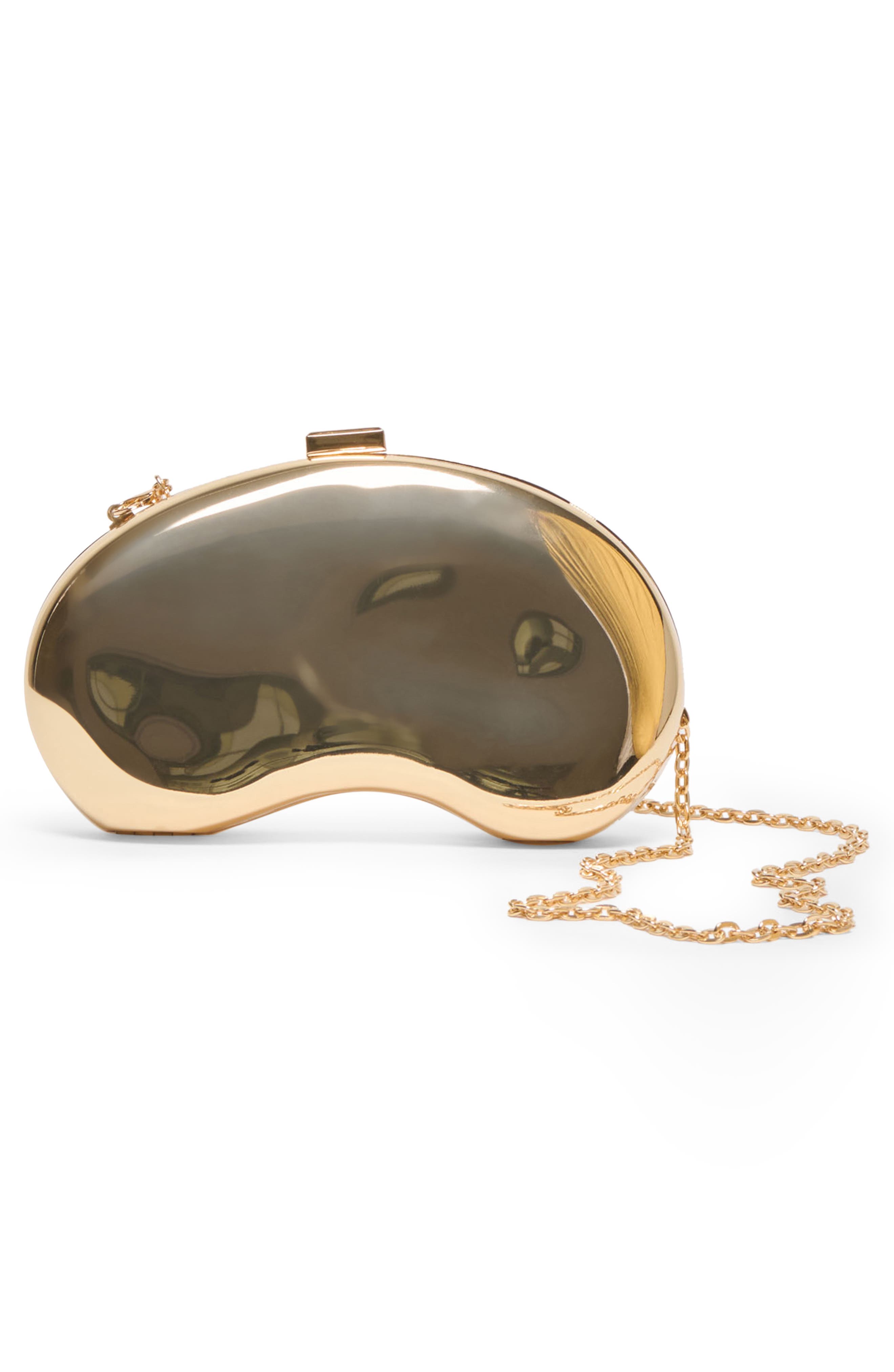 Ramsey Metallic Frame Clutch, Alternate, color, GOLD