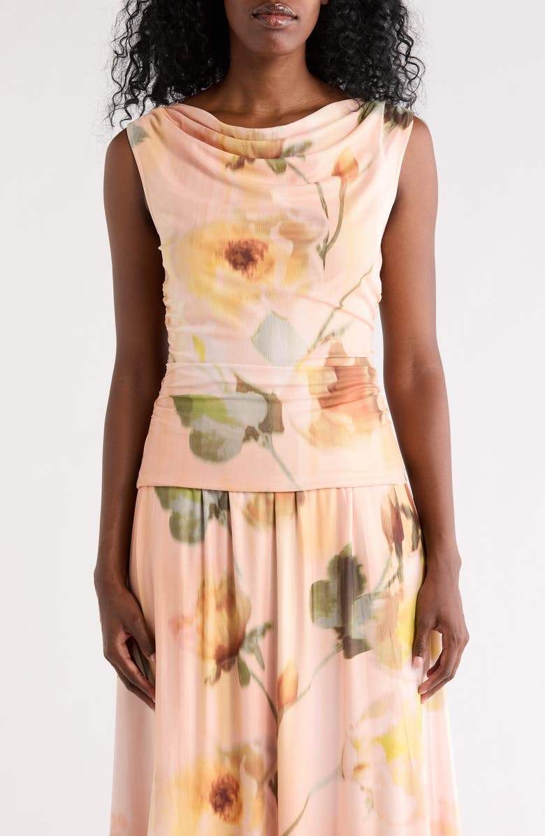 DR2 by Daniel Rainn Print Mesh Top, Main, color, Light Peach