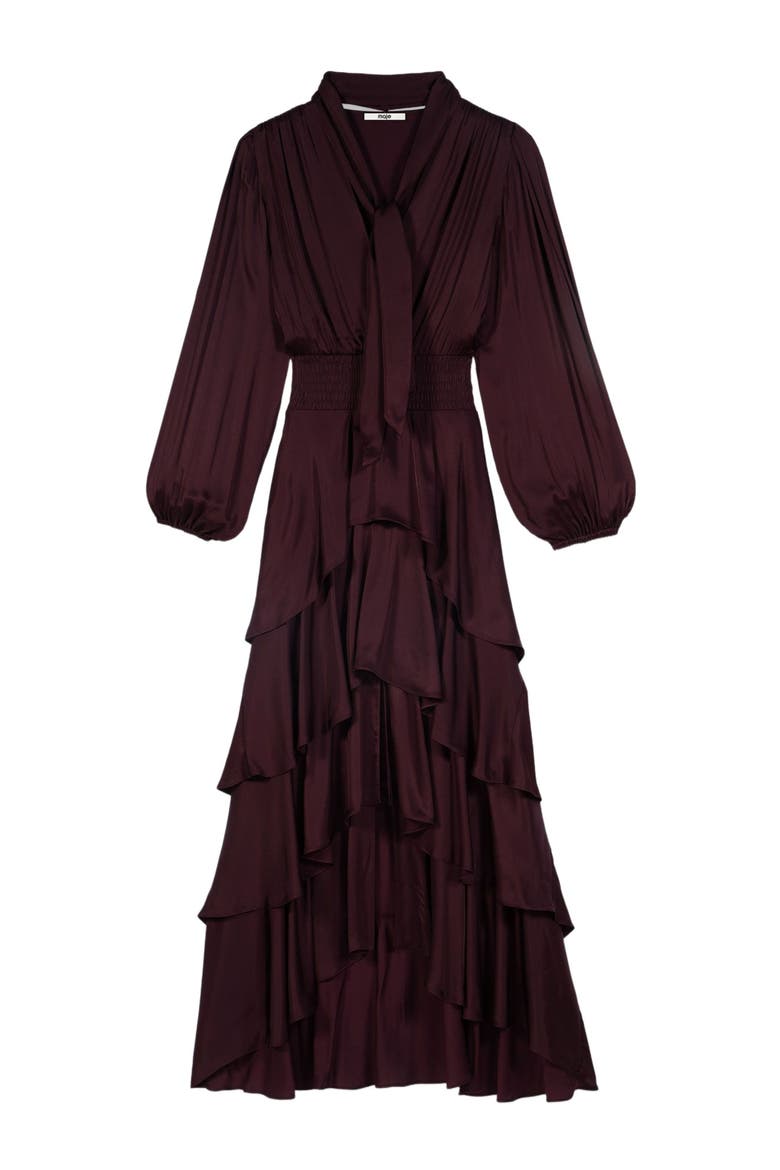 Ruffled maxi dress, Alternate, color, Burgundy