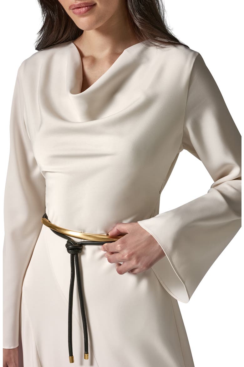 Bell Sleeve Satin Midi Dress, Alternate, color, IVORY