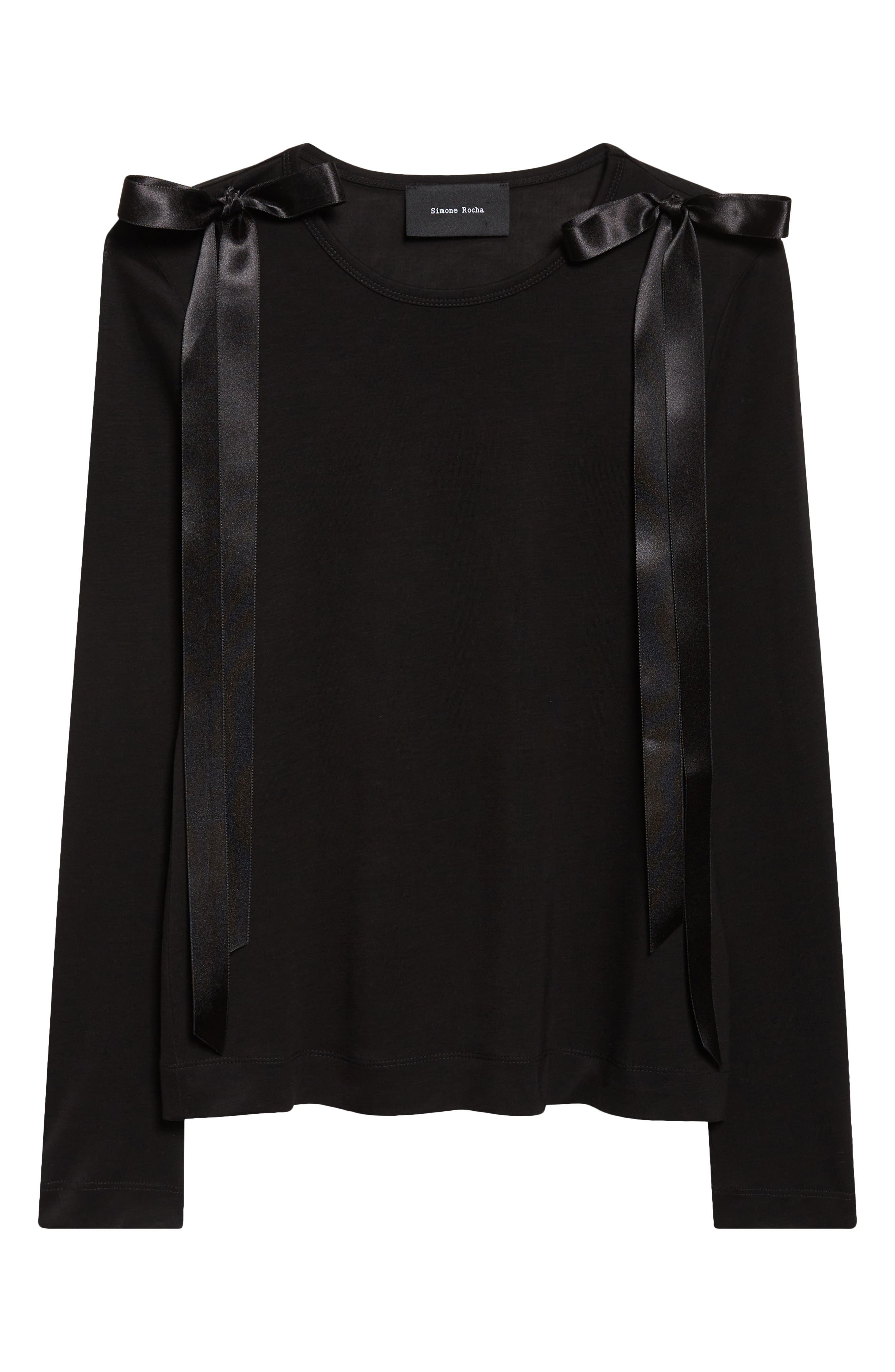 Simone Rocha Bow Ribbon Tail Long Sleeve T-Shirt (Women) | Nordstrom