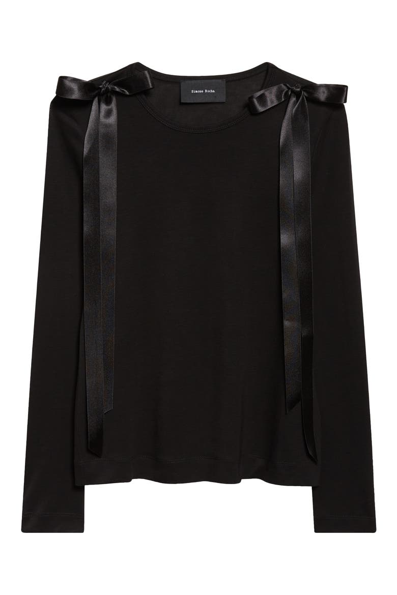 Bow Ribbon Tail Long Sleeve T-Shirt, Alternate, color, BLACK