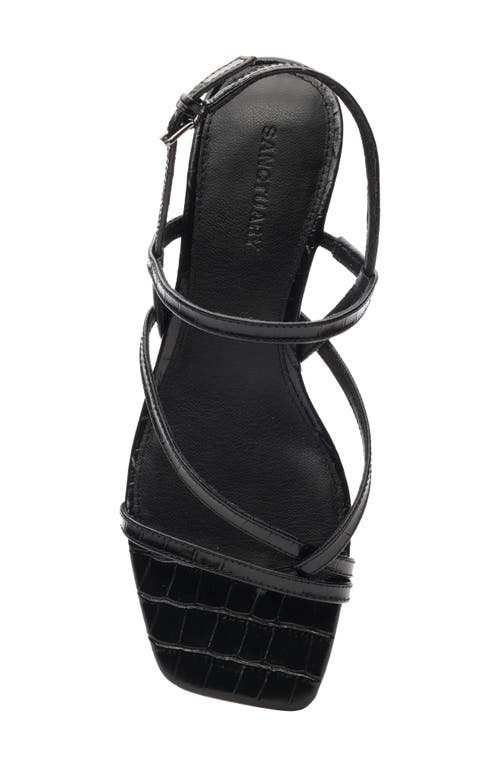 Sanctuary Energy Croc Embossed Kitten Heel Sandal In Black