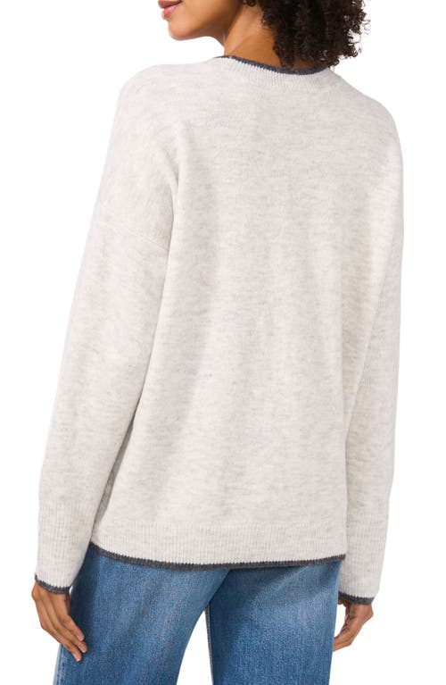 Vince Camuto Tipped Crewneck Sweater In White