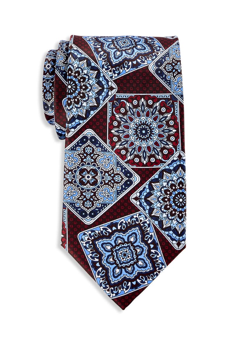 Big & Tall Abstract Printed Tie, Main, color, BURGUNDY