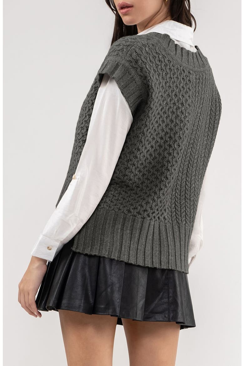 Cable Knit Vest, Alternate, color, HEATHER GREY