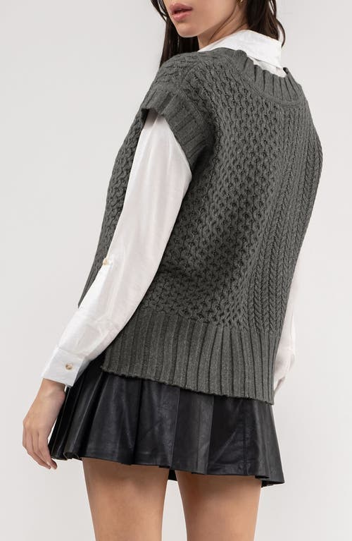 Blu Pepper Cable Knit Vest In Heather Grey