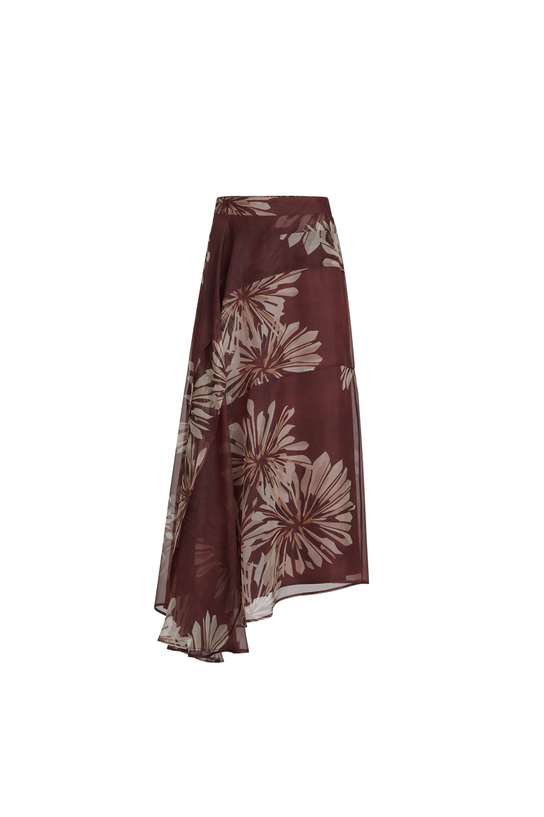 Bloom print fluid skirt, Alternate, color, Bordeaux
