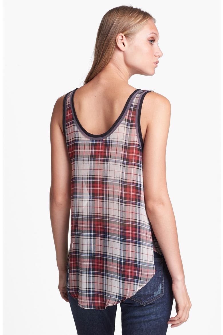 ASTR Contrast Trim Chiffon Tank, Alternate, color, RED PLAID