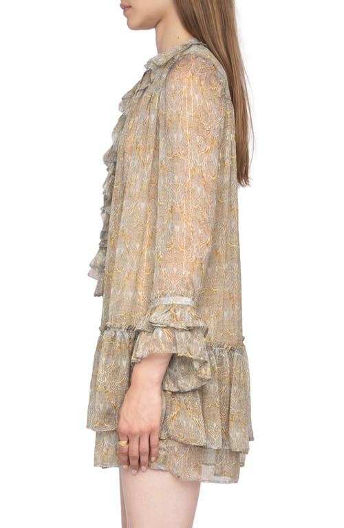 Zadig & Voltaire Alice Paisley Print Long Sleeve Minidress In Green