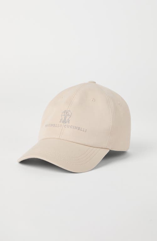 Brunello Cucinelli Baseball Cap In Garment-dyed Twisted Cotton Gabardine With Embroidered Logo In Sand