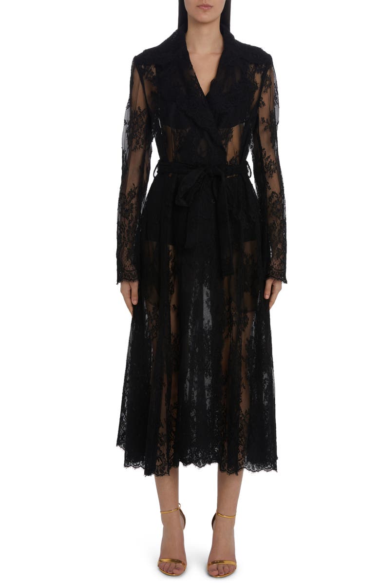 Dolce&Gabbana Sheer Lace Trench Coat, Main, color, 