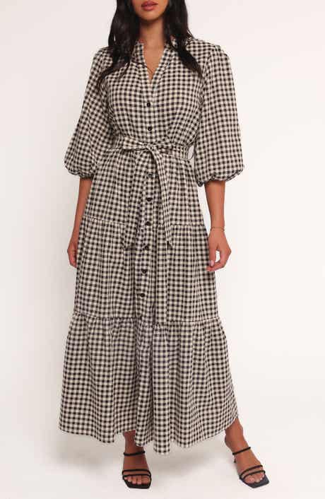 Petal & Pup Dixon Gingham Cotton Blend Button-Up Maxi Dress