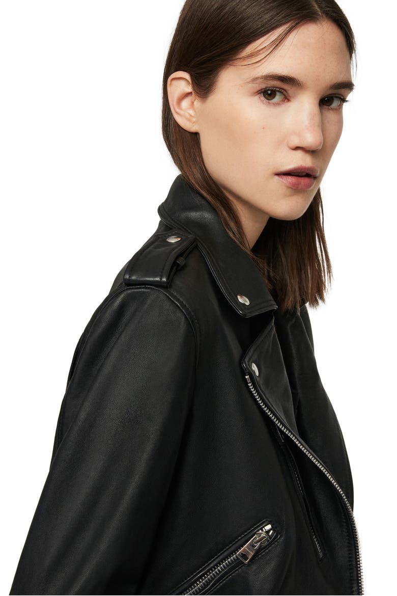 Lexi Lambskin Leather Biker Jacket, Alternate, color, BLACK