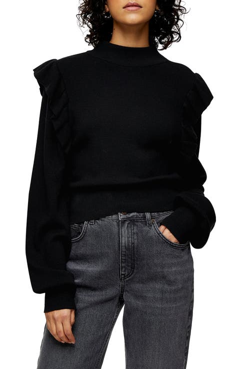 Ruffle Mock Neck Sweater