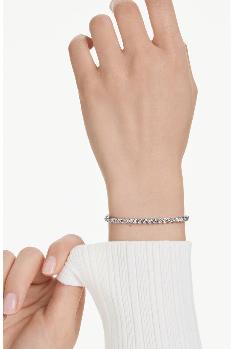 Imber Bezel Set Crystal Tennis Bracelet, Alternate, color, RHODIUM/GREEN