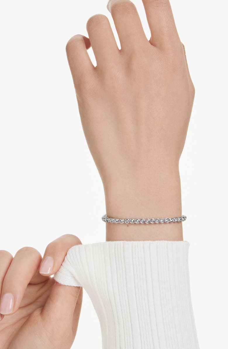Swarovski Imber Bezel Set Crystal Tennis Bracelet, Alternate, color, Rhodium/Green