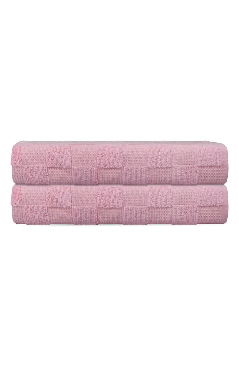 DePera Waffle Terry 2-Piece Turkish Cotton Bath Towel Set, Main, color, Blush