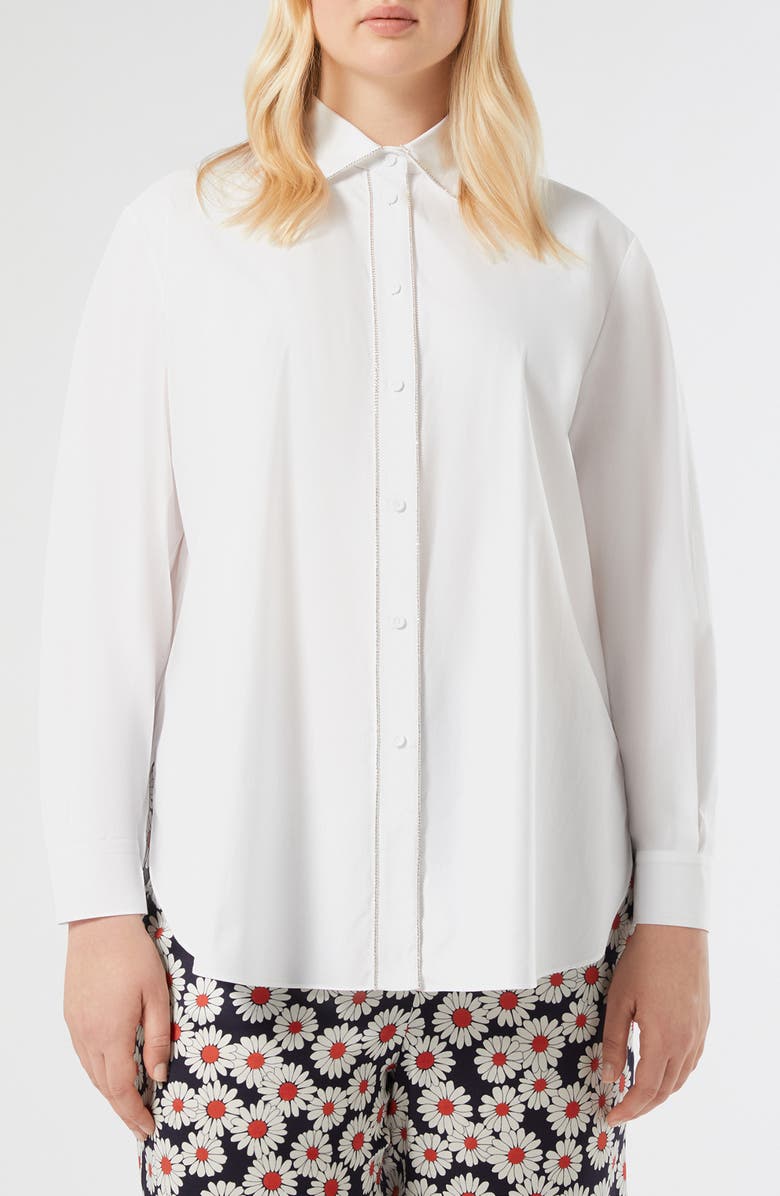 Marina Rinaldi Mrs. Sante Cotton Shirt, Main, color, Optical White