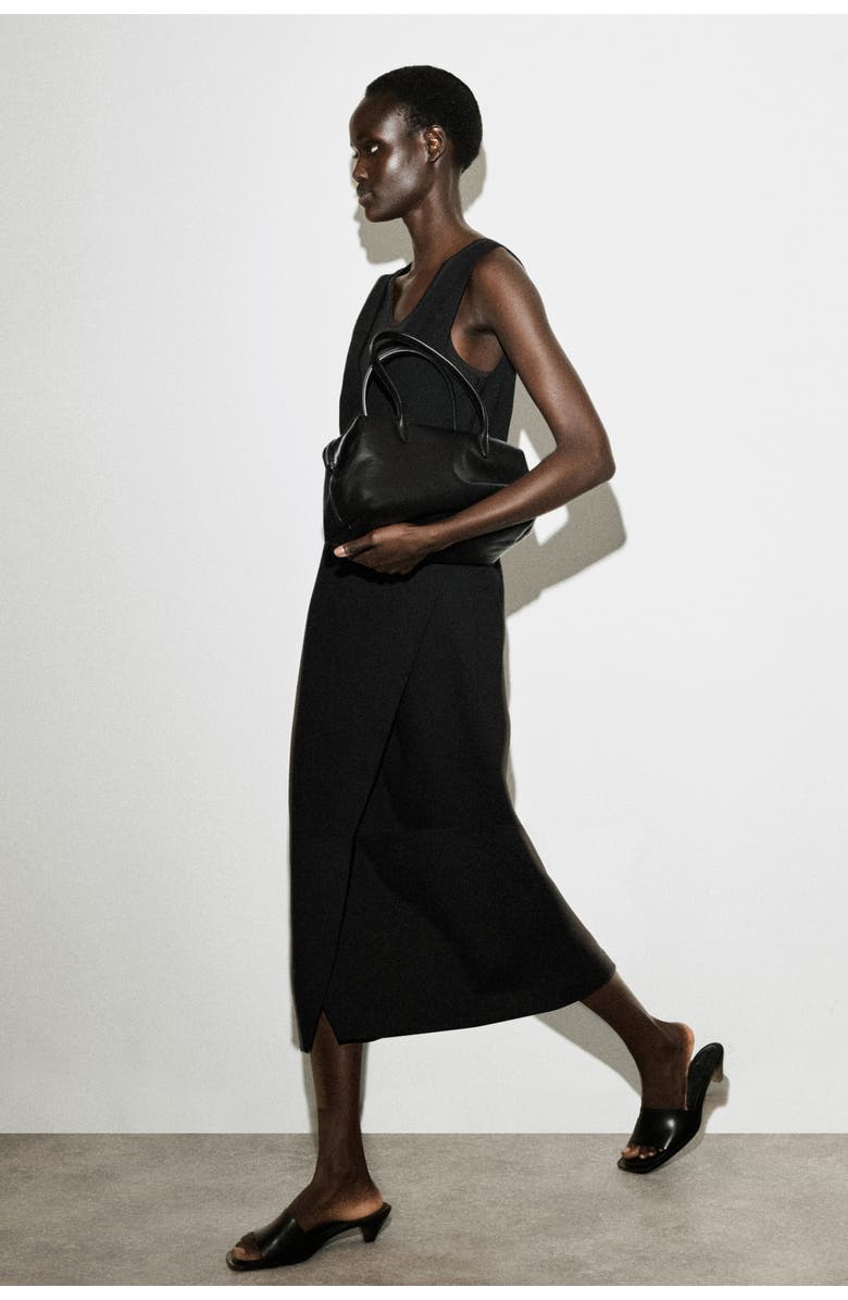 COS V-Neck Wrapped Midi Dress, Alternate, color, Black