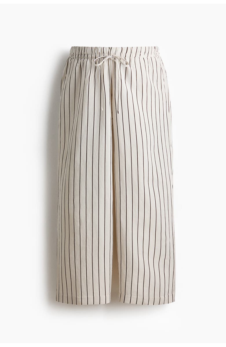 H&M Mama Linen-blend Drawstring Trousers, Main, color, White/Striped