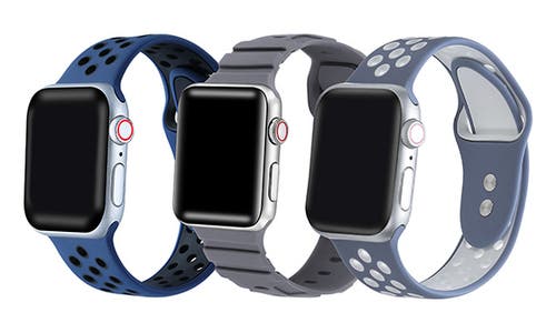 The Posh Tech Assorted 3-pack Silicone Apple Watch® Watchbands In Blue/grey Multi