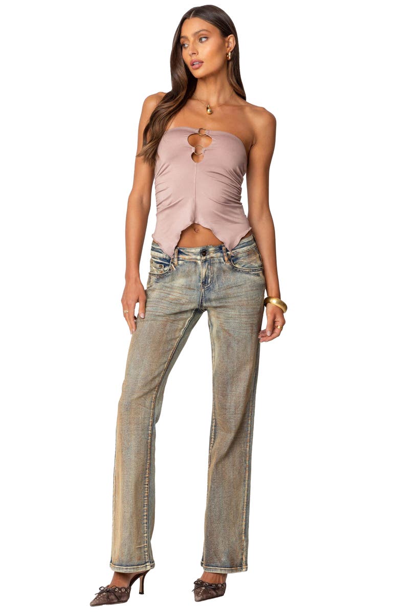 EDIKTED Ring Cutout Asymmetric Strapless Top, Alternate, color, 