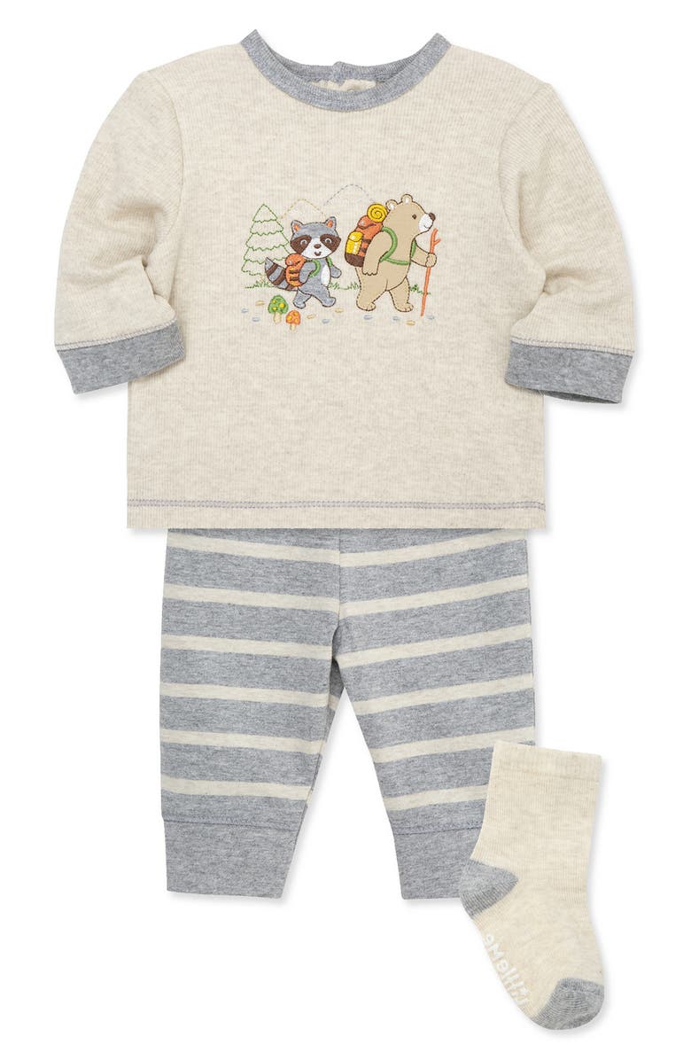Little Me Hiking Long Sleeve Shirt, Pants & Socks Set, Alternate, color, Grey