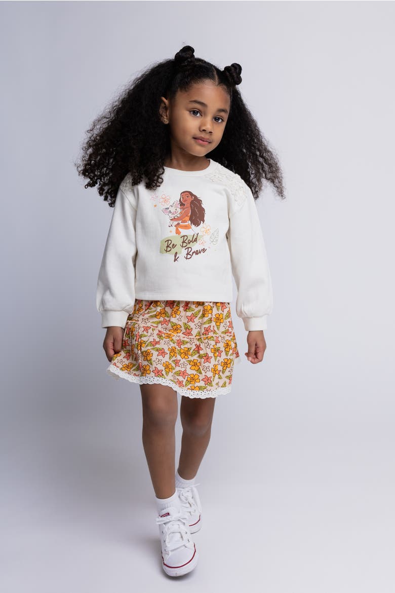 Moana 2-Piece Sweatshirt and Skirt Set, Alternate, color, Peach Moana Pua