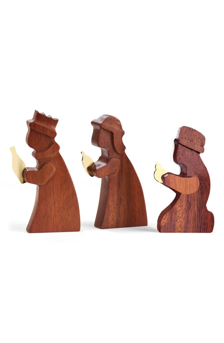 Nambé 11-Piece Wood Nativity Set, Alternate, color, Brown