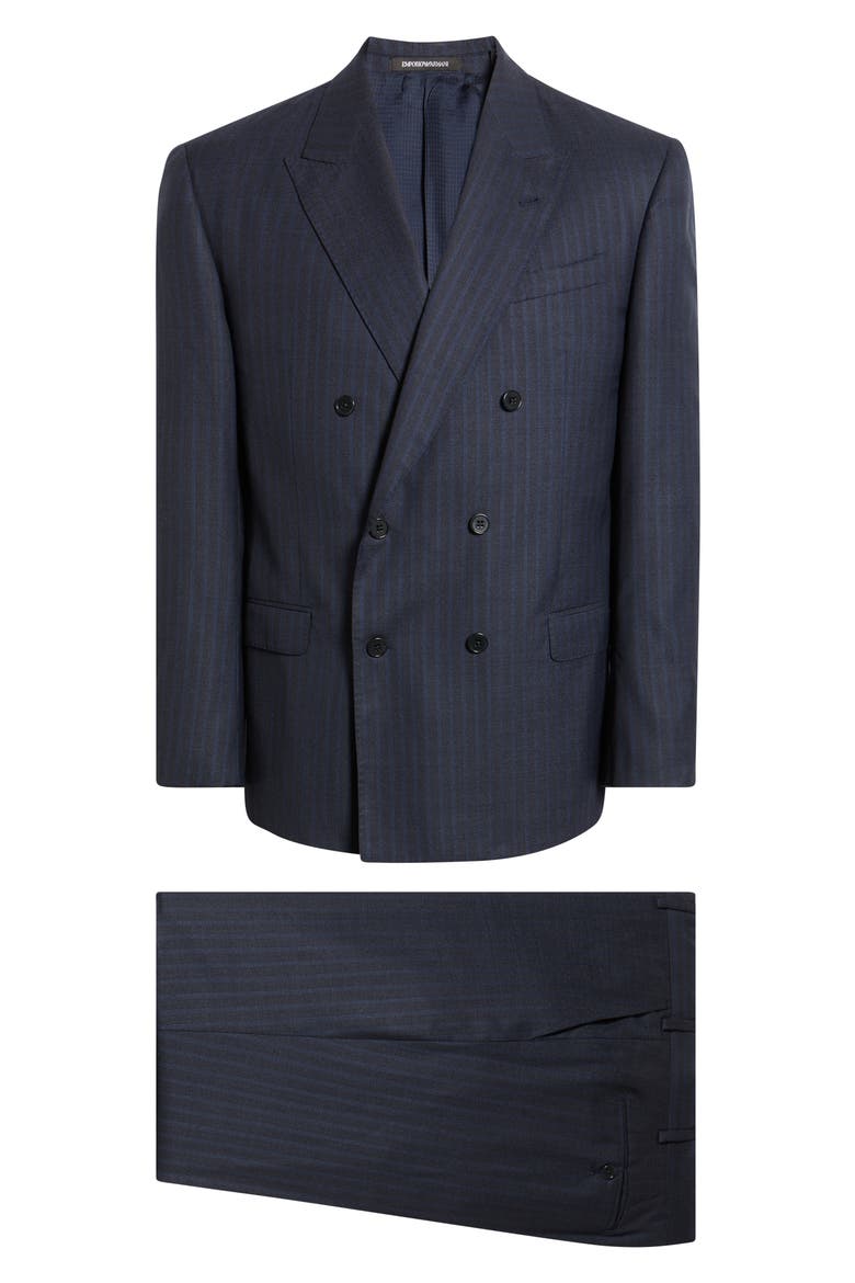G Line Stripe Navy Wool Suit, Main, color, NAVY