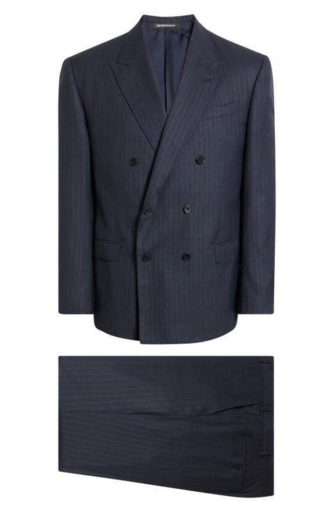 G Line Stripe Navy Wool Suit