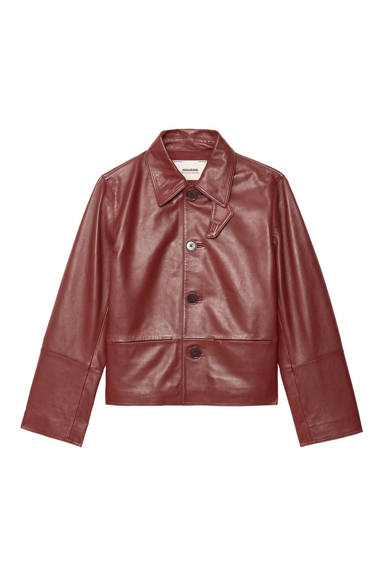 Lessa Leather Jacket, Alternate, color, CHERRY