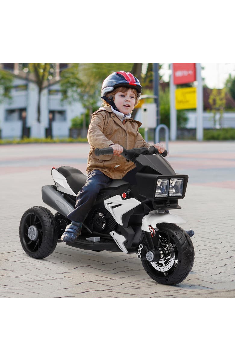 Aosom 6V Kids Electric Motorcycle, Dirt Bike Style, Music, Horn, Headlights, Alternate, color, White