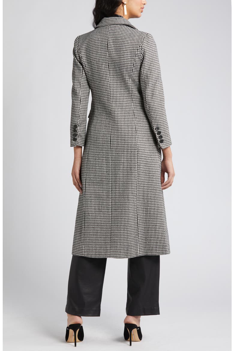 Houndstooth Double Breasted Coat, Alternate, color, BLACK