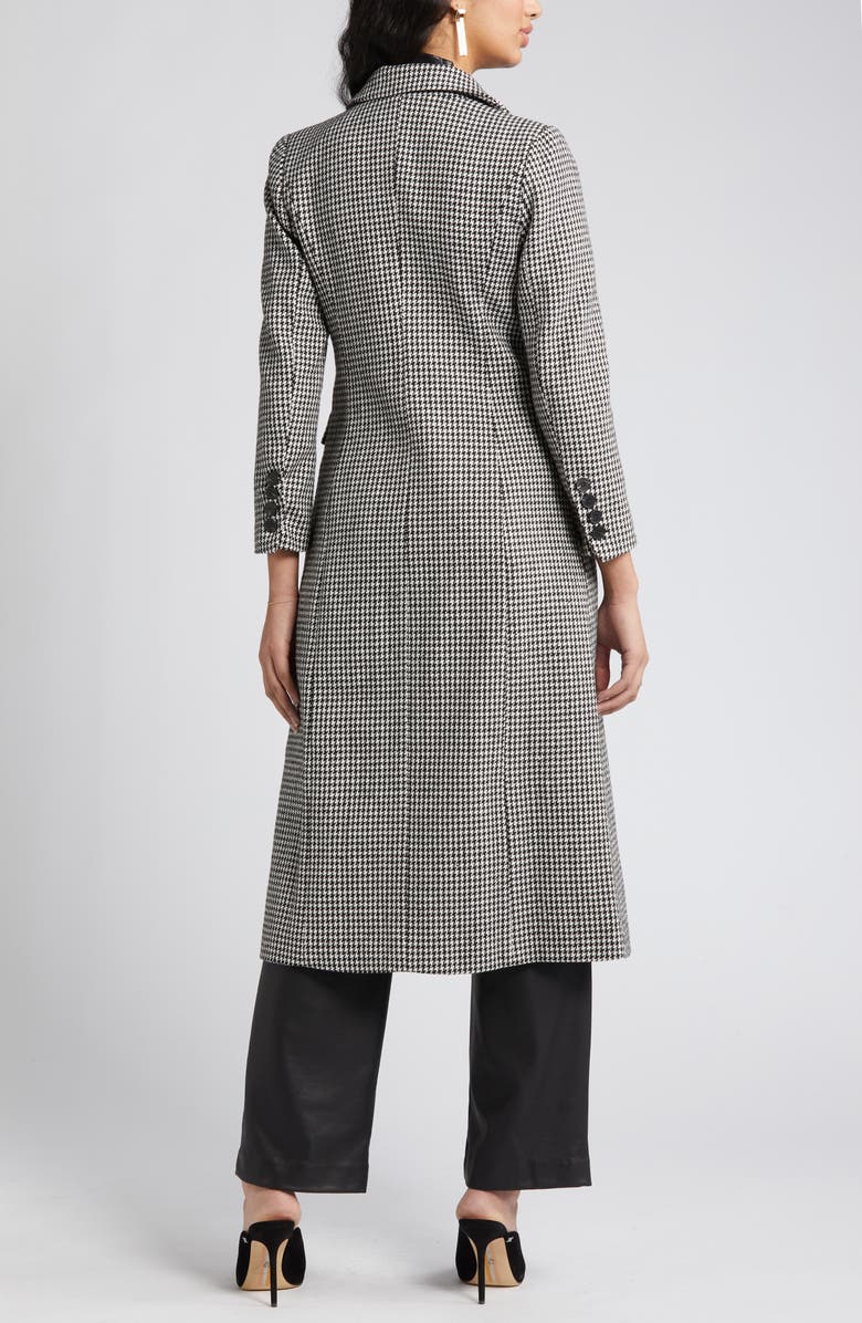 NIKKI LUND Houndstooth Double Breasted Coat, Alternate, color, Black