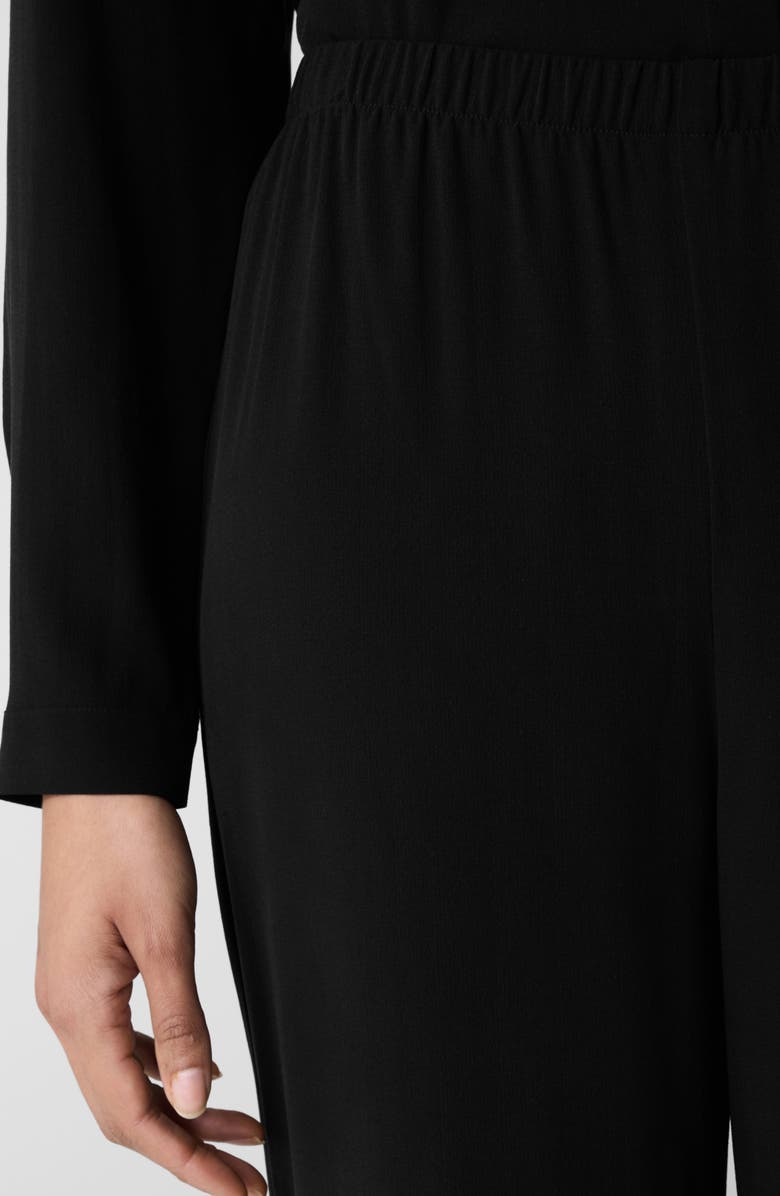 Eileen Fisher Ankle Wide Leg Silk Pants, Alternate, color, Black