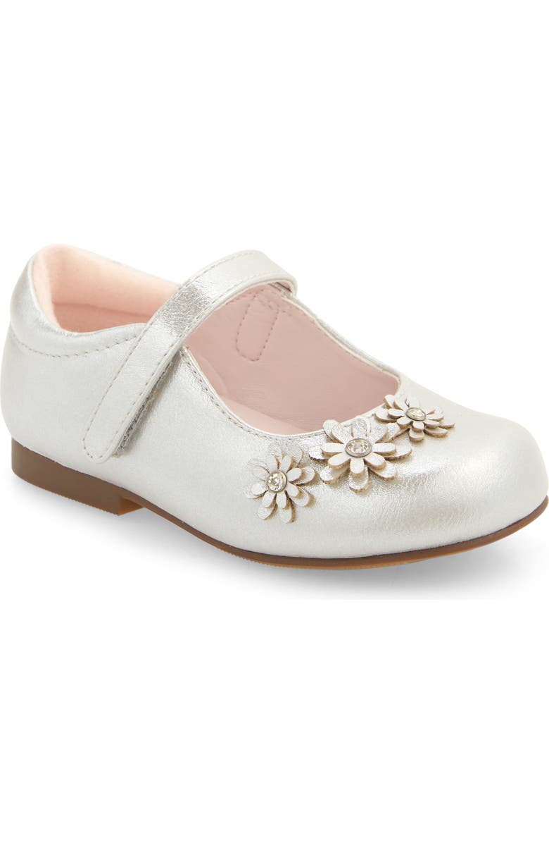 Nina Kids' Daisy Mary Jane Flat, Main, color, Silver Shimmer