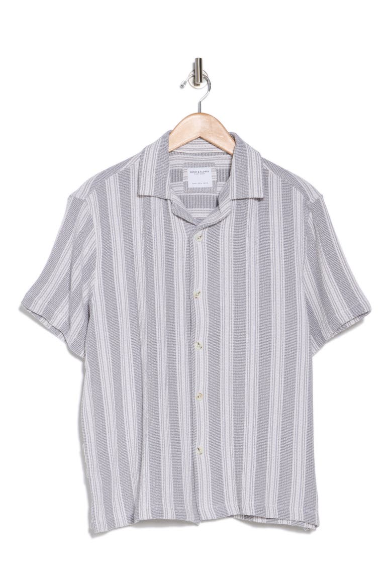 Stripe Textured Camp Shirt, Alternate, color, GRAY