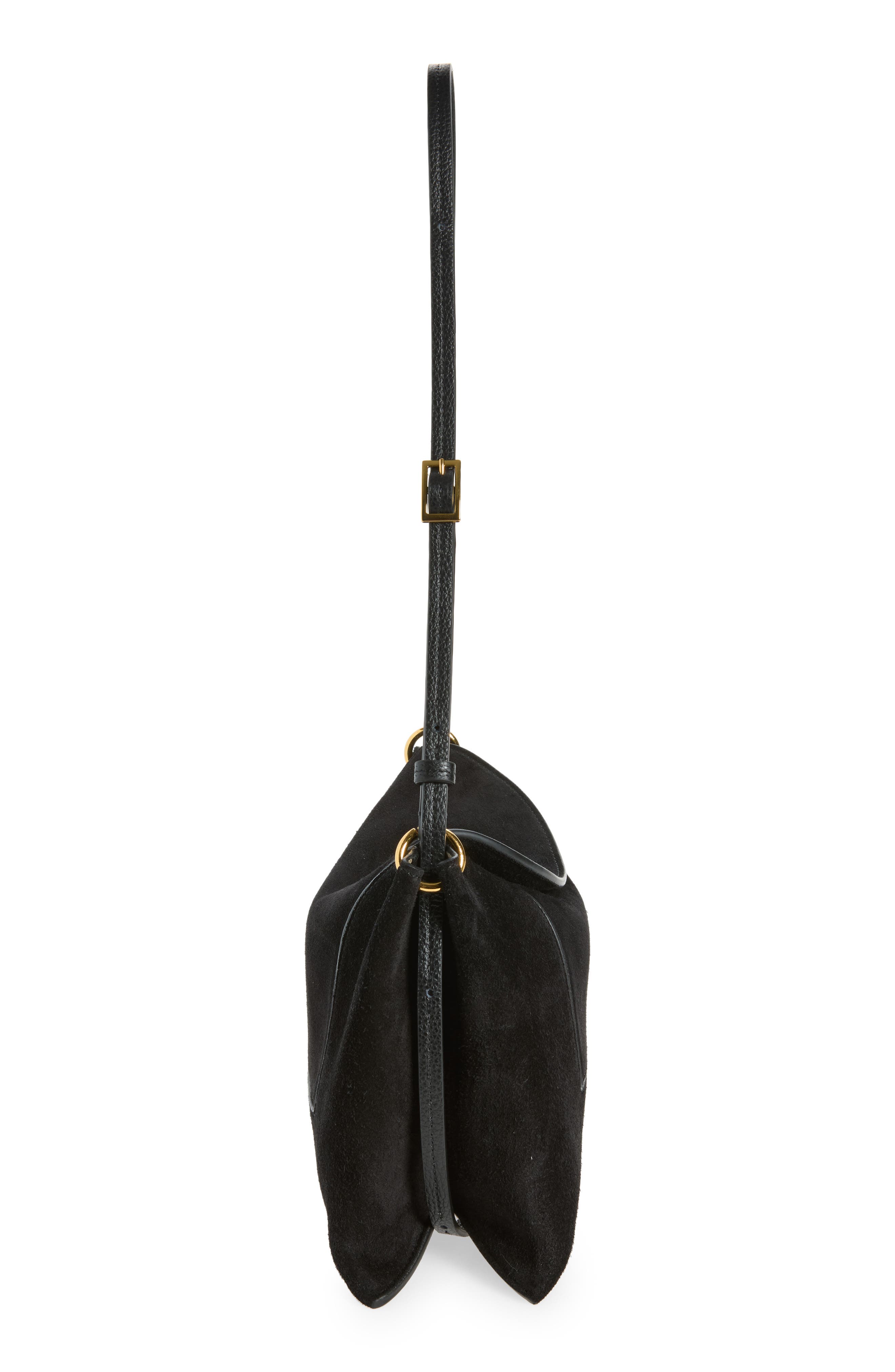 Penelope Slouch Leather Crossbody Bag, Alternate, color, BLACK SUEDE / BLACK