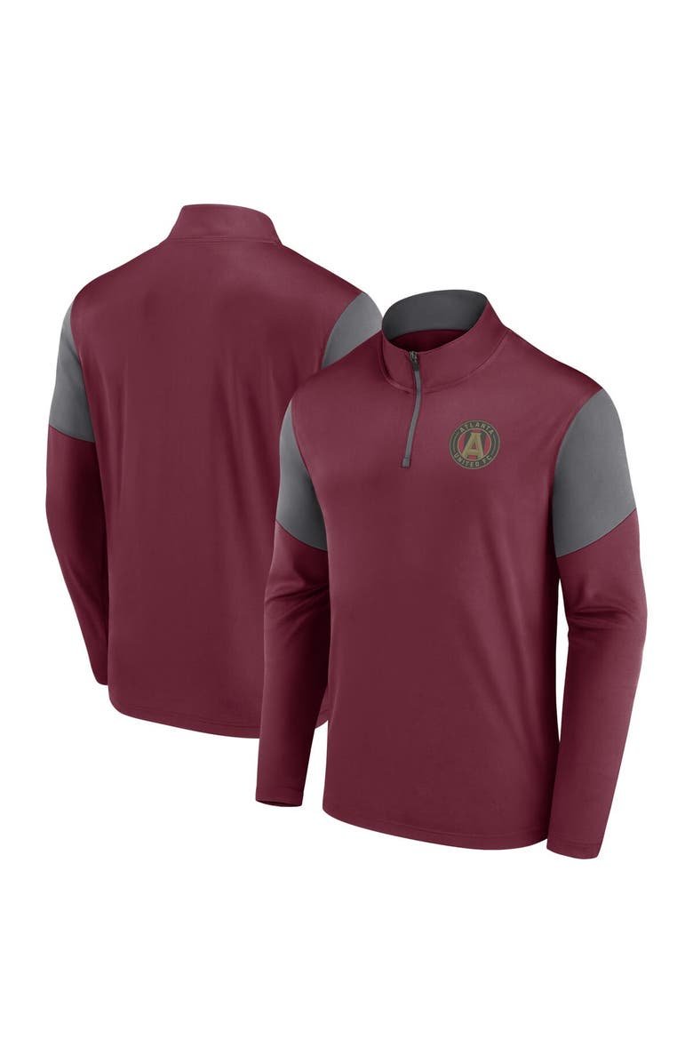 FANATICS Men's Fanatics Branded Red Atlanta United FC Logo Quarter-Zip Top, Alternate, color, 