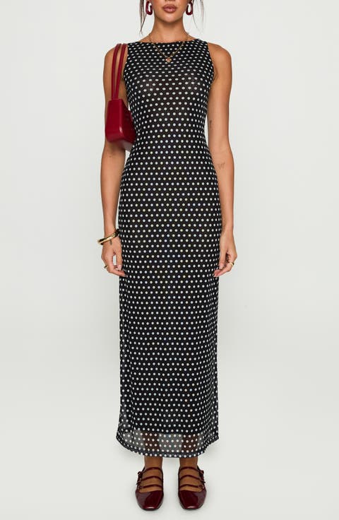 Top of Mind Polka Dot Mesh Maxi Dress