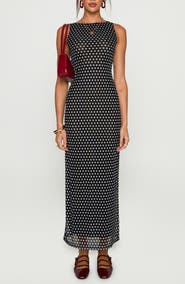Princess Polly Top of Mind Polka Dot Mesh Maxi Dress