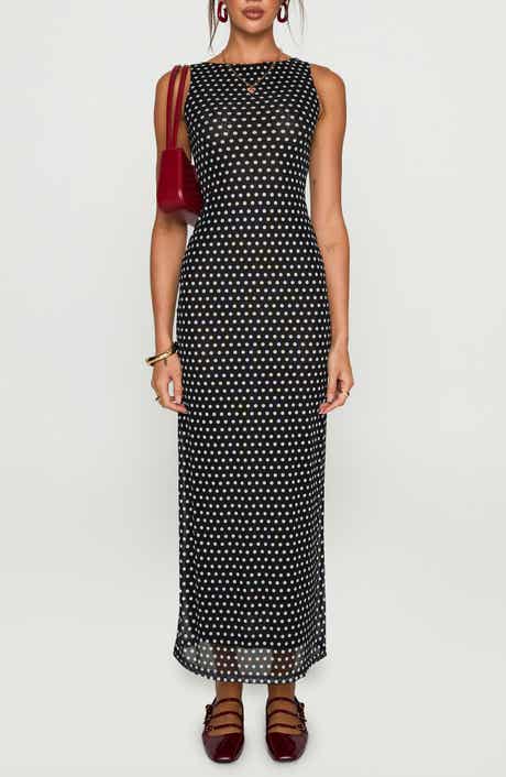 Top of Mind Polka Dot Mesh Maxi Dress