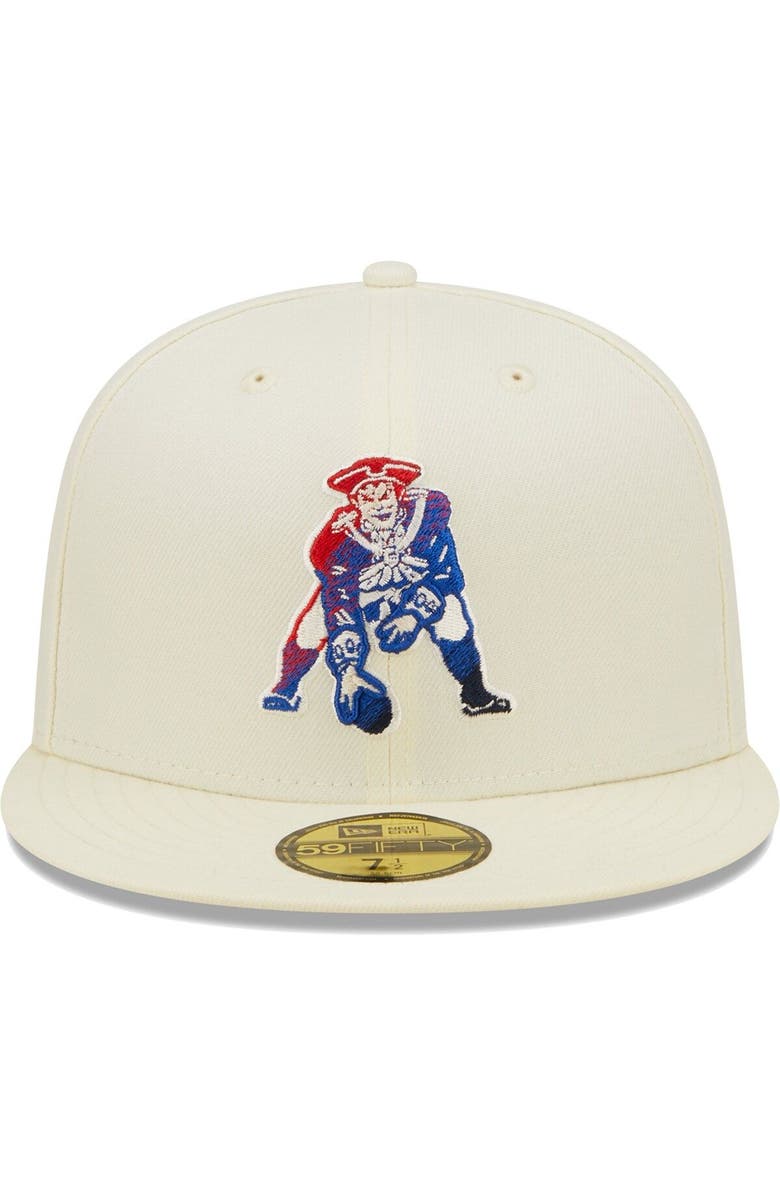 New Era Men's New Era Cream New England Patriots Chrome Color Dim 59FIFTY Fitted Hat, Alternate, color,