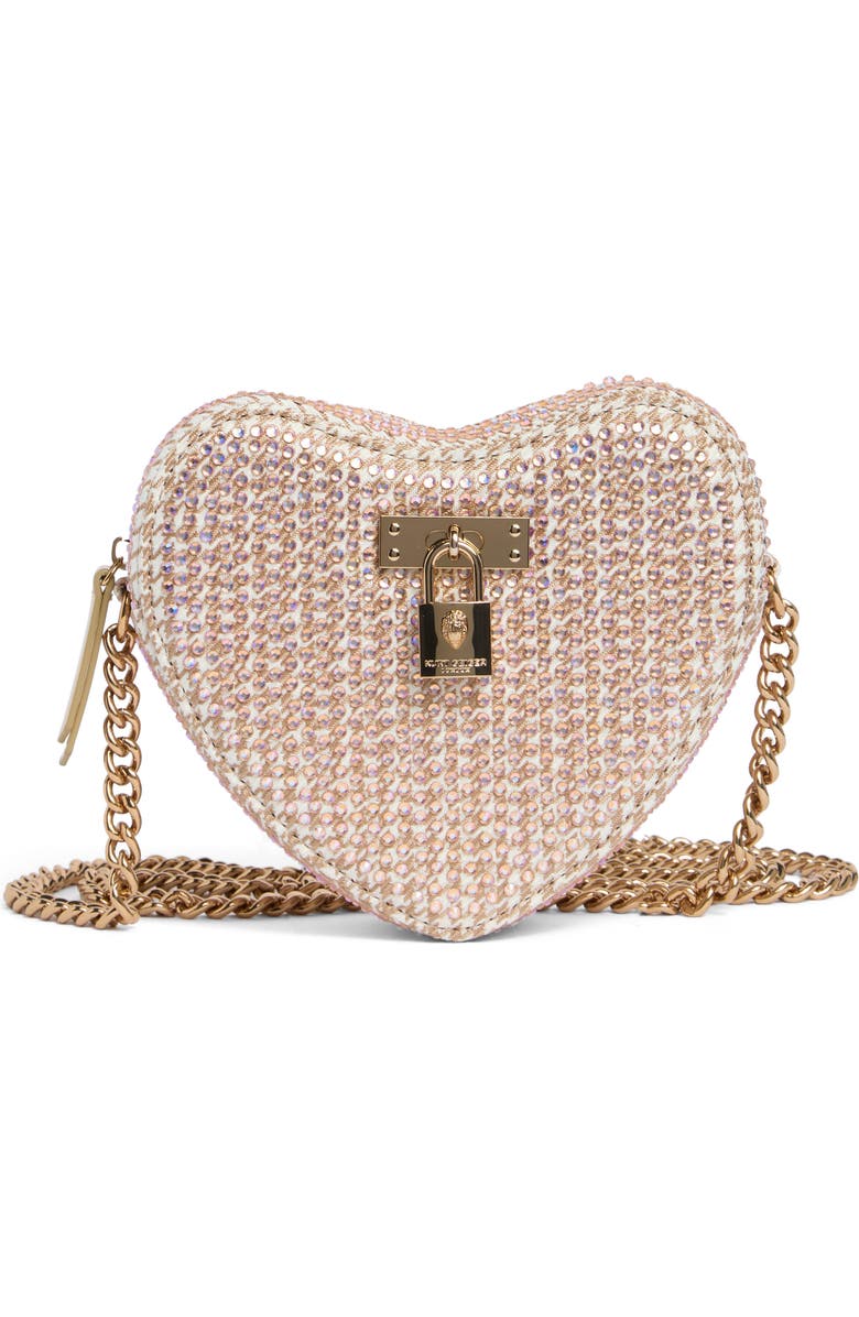Kurt Geiger London Brixton Crystal Heart Box Clutch, Main, color, Beige Oth