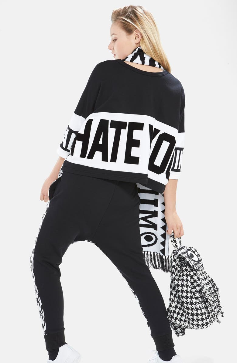 Mini Cream Reversible Fringed Logo Scarf, Alternate, color, 