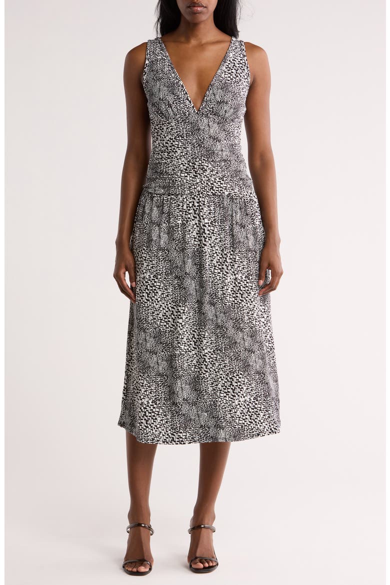 Ruched Midi Dress, Main, color, IVORY/ BLACK